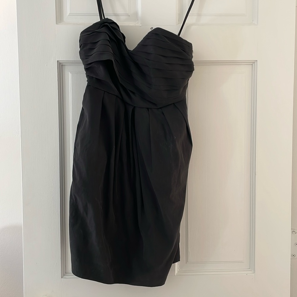 Black strapless mini dress